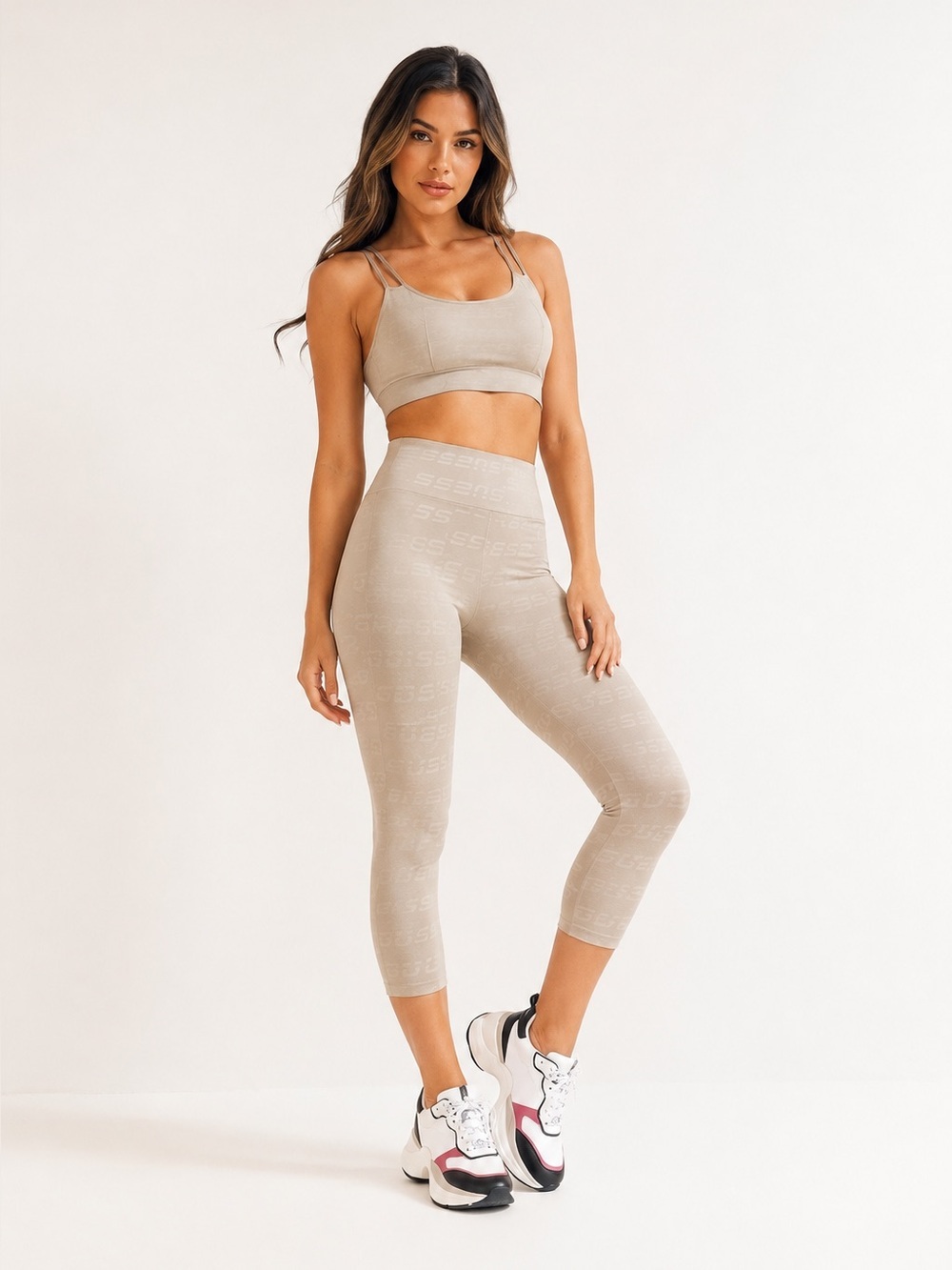 NWT Guess Logo Print Cropped Leggings Small Athleisure